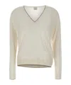 Eleventy V-neck Long-sleeved Sweater In Neutral