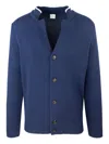 Eleventy V-neck Ribbed Cardigan In Blue