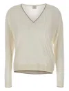 Eleventy V-neck Long-sleeved Sweater In Neutral