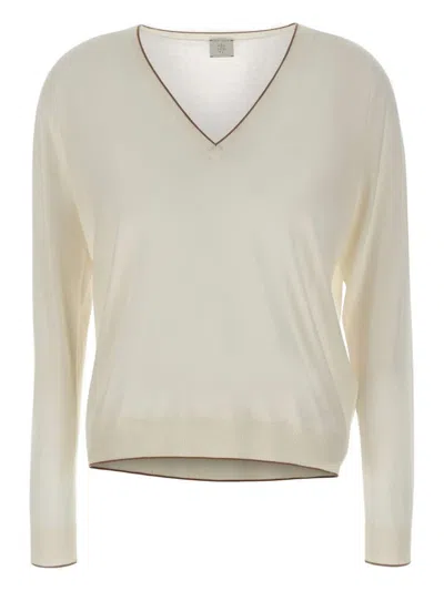 ELEVENTY V-NECK RIBBED-EDGE SWEATER