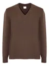 Eleventy V-neck Ribbed-trim Sweater In Brown