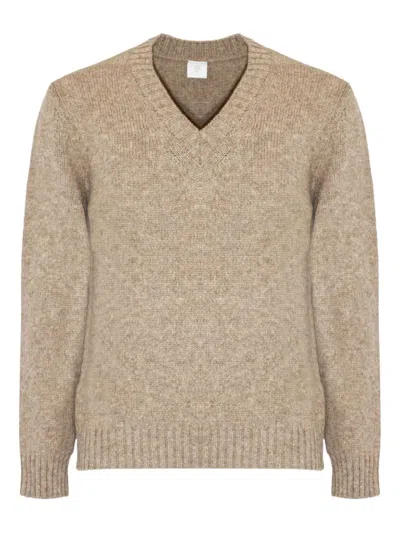Eleventy V-neck Ribbed-trim Sweater In Neutral