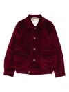 Eleventy Velvet Button-fastening Jacket In Burgundy