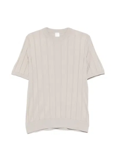 Eleventy Vertical-stripe T-shirt In Neutral