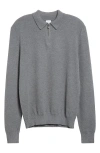 Eleventy Virgin Wool Half Zip Polo Sweater In Gray