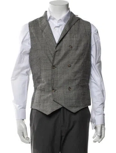 Pre-owned Eleventy Virgin Wool Plaid Print Suit Vest In Multicolor