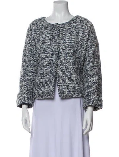 Pre-owned Eleventy Virgin Wool Tweed Pattern Evening Jacket In Blue