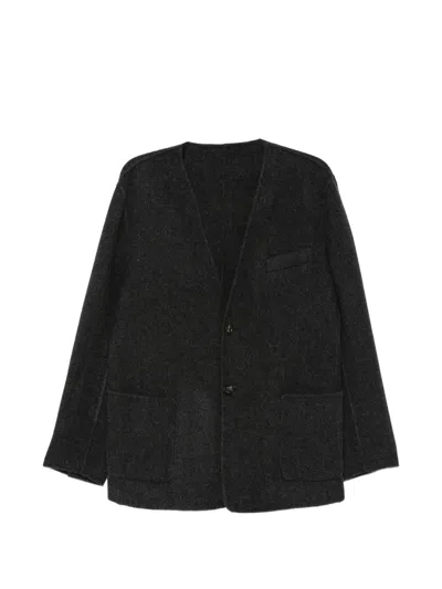 Eleventy V-neck Button-up Jacket In Animal Print