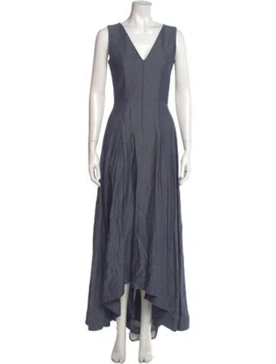 Pre-owned Eleventy V-neck Long Dress In Blue