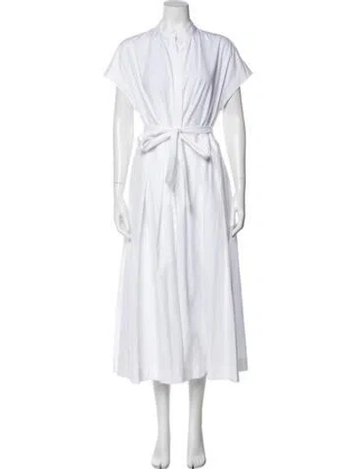 Pre-owned Eleventy V-neck Long Dress In White