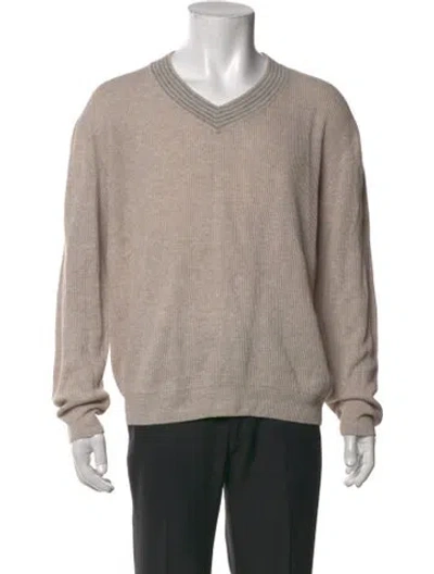 Pre-owned Eleventy V-neck Long Sleeve Pullover In Neutrals
