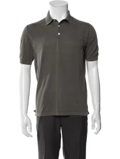 Pre-owned Eleventy V-neck Short Sleeve Polo Shirt In Gray
