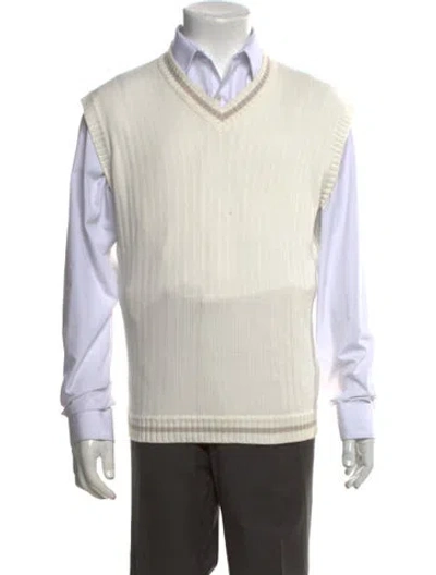 Pre-owned Eleventy V-neck Sleeveless Sweater Vest In Neutrals