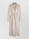 Eleventy Waist Belted Long Length Lapels Pockets In Neutral