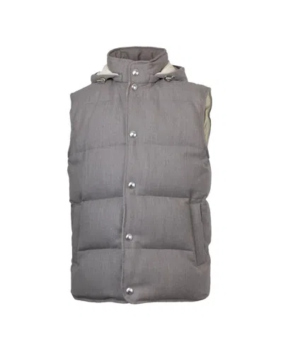 Eleventy Piumino Smanicato In Lana Tecnica Grigio In Gray