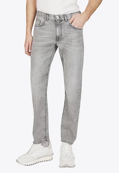Eleventy Washed Straight-leg Jeans In Gray