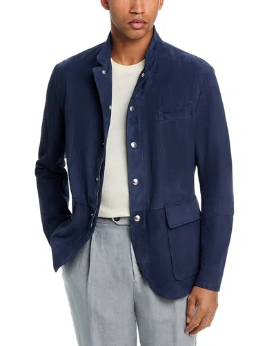 Eleventy Waxed Suede Travel Jacket In Blue