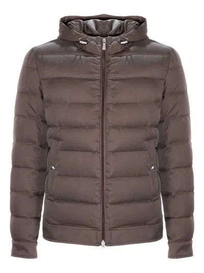 Eleventy Welt-pocket Padded Jacket In Brown