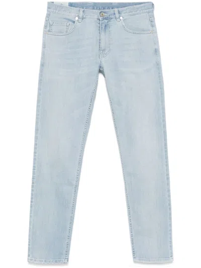 Eleventy Whiskering-effect Jeans In Blue