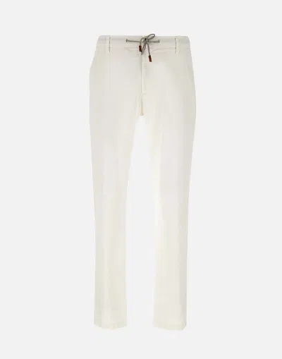 Eleventy Stretch Cotton Jogger Trousers In White