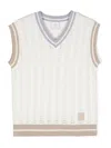 Eleventy Logo-patch Knitted Vest In White