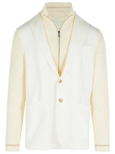 ELEVENTY ELEVENTY WHITE COTTON BLEND CARDIGAN
