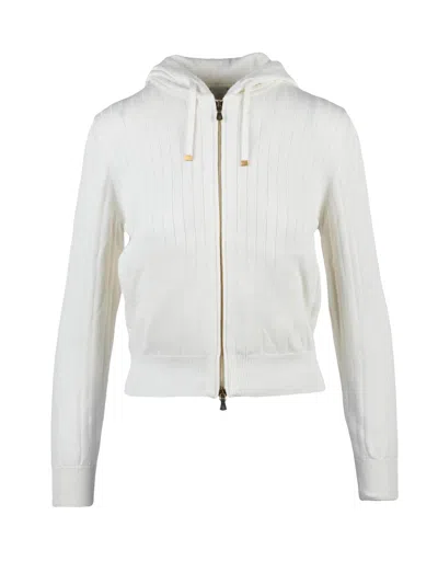 Eleventy White Cotton Cropped Sweatshirt