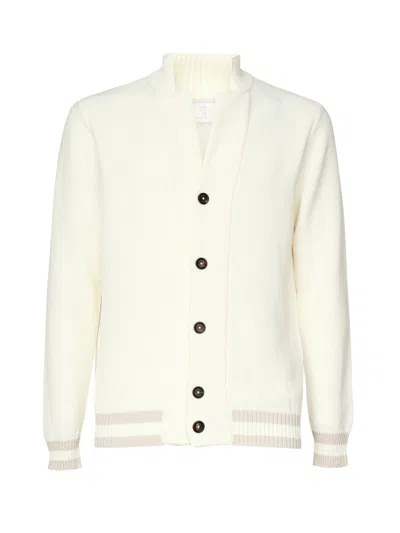 Eleventy White Cotton Mock Neck Sweater
