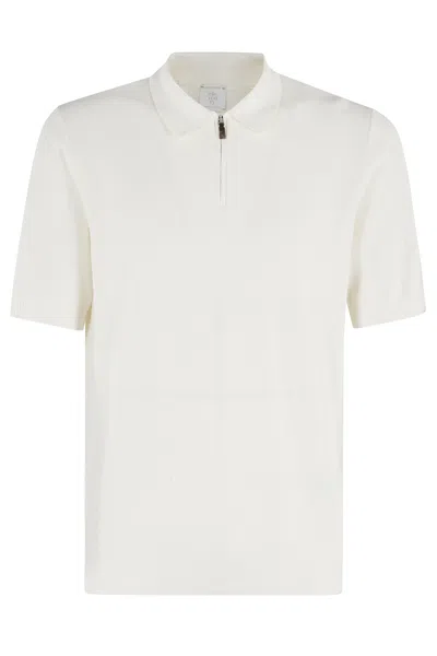 Eleventy White Cotton Polo Shirt In Bianco
