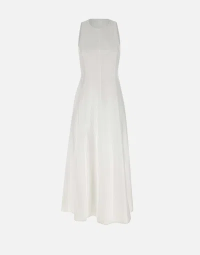 Eleventy White Cotton Poplin Sleeveless Dress