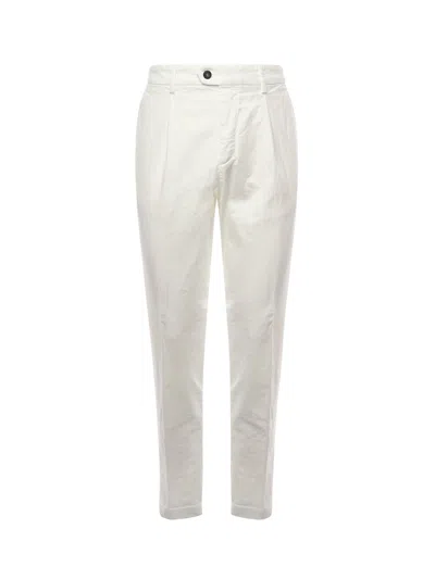 Eleventy White Cotton Straight Leg Trousers