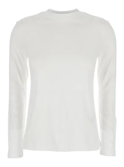 Eleventy White Crewneck T-shirt In Cotton Blend Woman