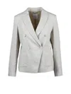 Eleventy White Double-breasted Linen Viscose Jacket In White