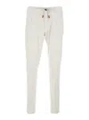 Eleventy White Pants With Elastic Drawstring Waist And Tapered Leg In Cotton Blend Stretch Woman In Gray
