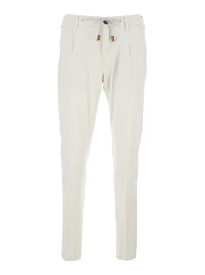 ELEVENTY ELEVENTY MEN WHITE DRAWSTRING WAIST PANTS IN COTTON MAN