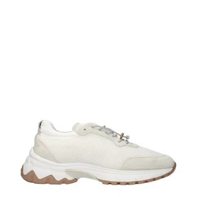 Eleventy White Fabric Low Top Sneakers In Gray