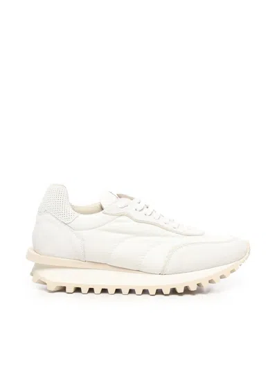 Eleventy White Lace Up Sneakers With Rubber Sole