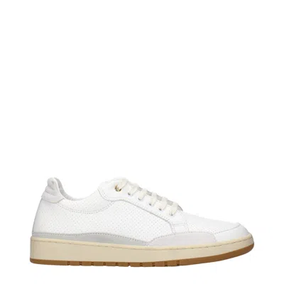 Eleventy White Leather Sneakers In Multi