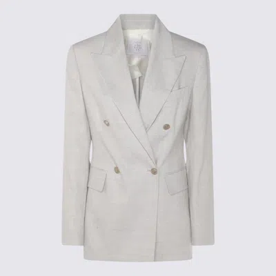 ELEVENTY ELEVENTY WHITE LINEN BLAZER