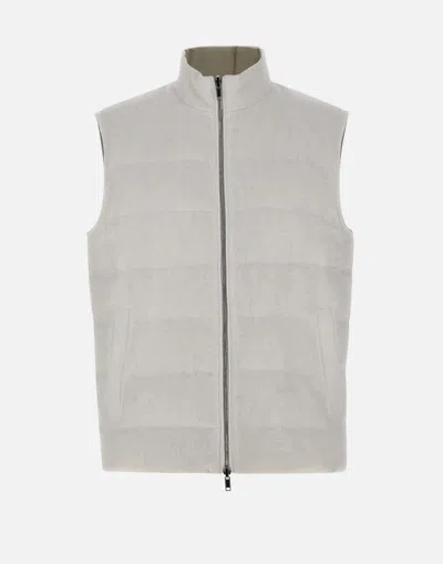 Eleventy White Linen Gilet With Pockets