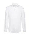 Eleventy Mens White Pointed-collar Long-sleeve Cotton Shirt