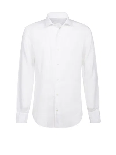 Eleventy White Linen Shirt In Bianco Beige