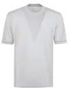 Eleventy White Linen Short-sleeved Sweater With Design In White