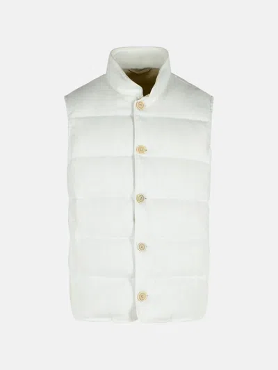 Eleventy White Linen Vest