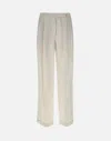 Eleventy White Linen Wool Silk Trousers