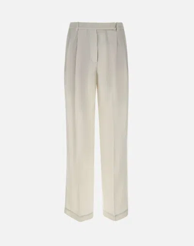 Eleventy White Linen Wool Silk Trousers