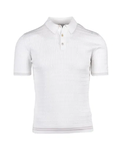Eleventy White Men Cotton Knit Polo