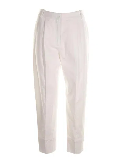 Eleventy White Pleated Trousers In Cream