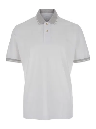 ELEVENTY WHITE POLO SHIRT WITH CLASSIC COLLAR IN AND FRONT BUTTON CLOSURE IN COTTON MAN