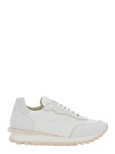 Eleventy White Sneakers With Logo On The Tongue In Suede And Tech Fabric Blend Man In Multicolor